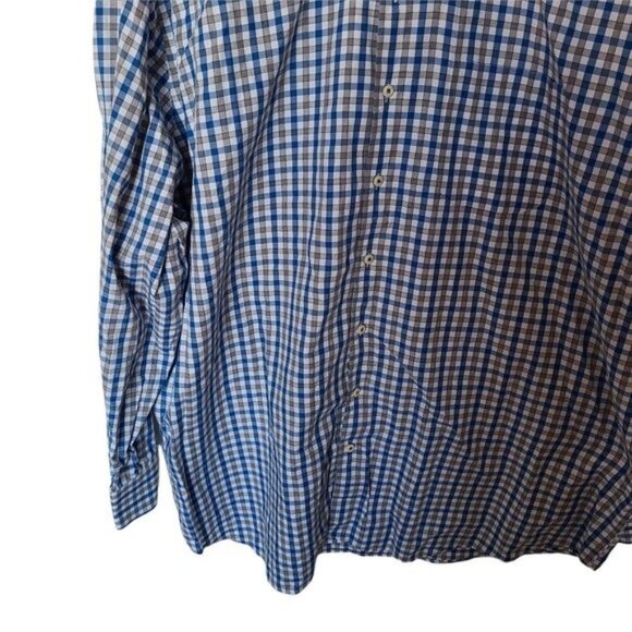 Peter Millar Dress Button Down Shirt White Blue Gray Check XXL‎ 100% Cotton - Picture 4 of 9